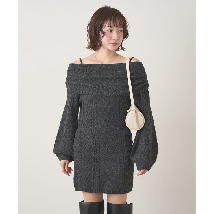 【mystic】[mline]オフショル ケーブルニットワンピース | PAL GROUP OUTLET | 詳細画像2 