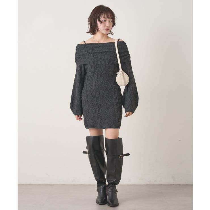 【mystic】[mline]オフショル ケーブルニットワンピース | PAL GROUP OUTLET | 詳細画像5 