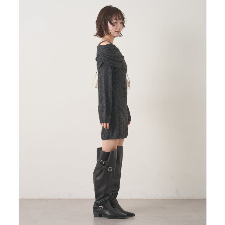 【mystic】[mline]オフショル ケーブルニットワンピース | PAL GROUP OUTLET | 詳細画像6 