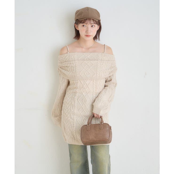 【mystic】[mline]オフショル ケーブルニットワンピース | PAL GROUP OUTLET | 詳細画像8 