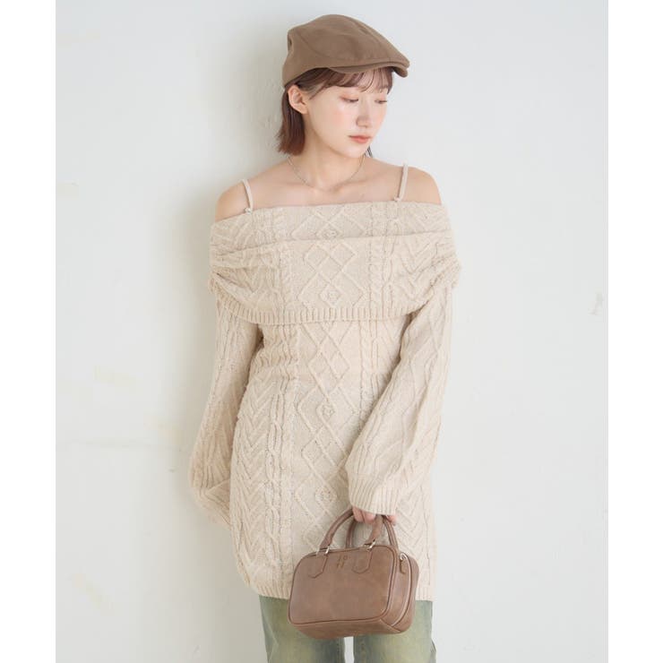 【mystic】[mline]オフショル ケーブルニットワンピース | PAL GROUP OUTLET | 詳細画像9 