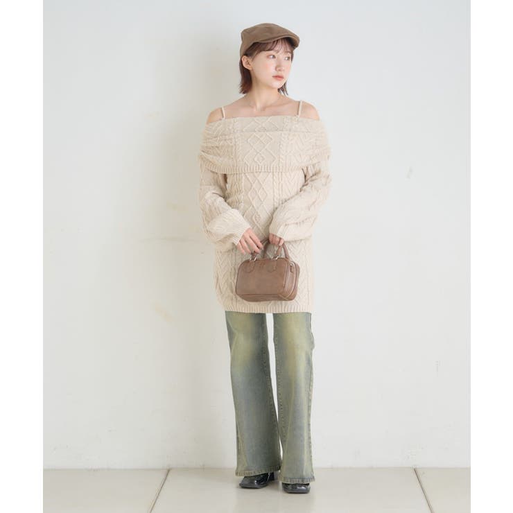 【mystic】[mline]オフショル ケーブルニットワンピース | PAL GROUP OUTLET | 詳細画像12 