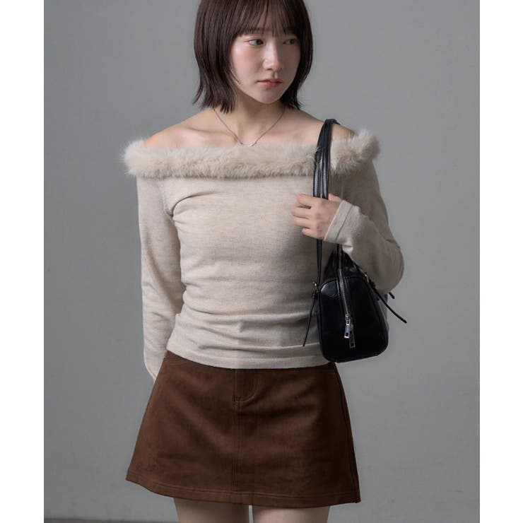 BEI | 【mystic】[mline]ファーオフショルニット | PAL GROUP OUTLET