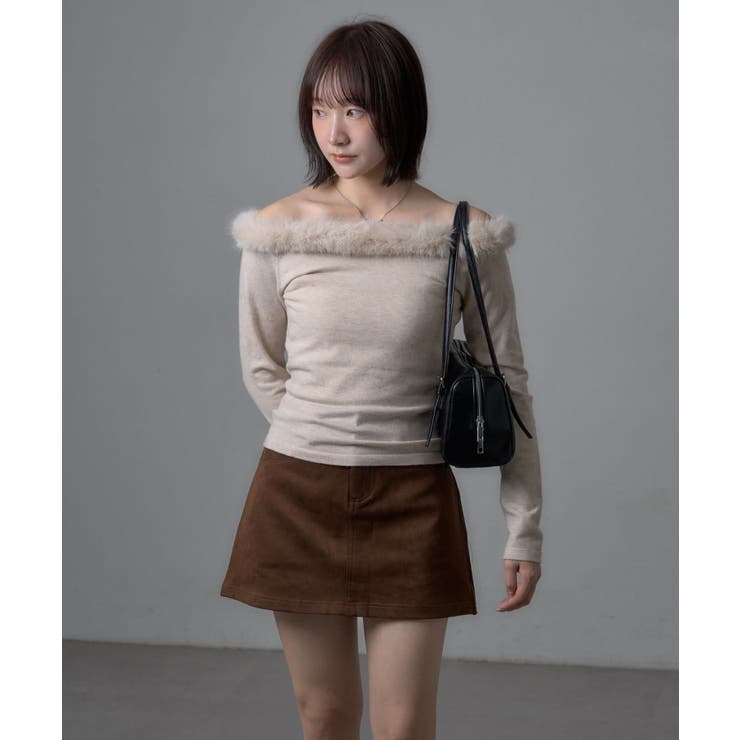 【mystic】[mline]ファーオフショルニット | PAL GROUP OUTLET | 詳細画像1 