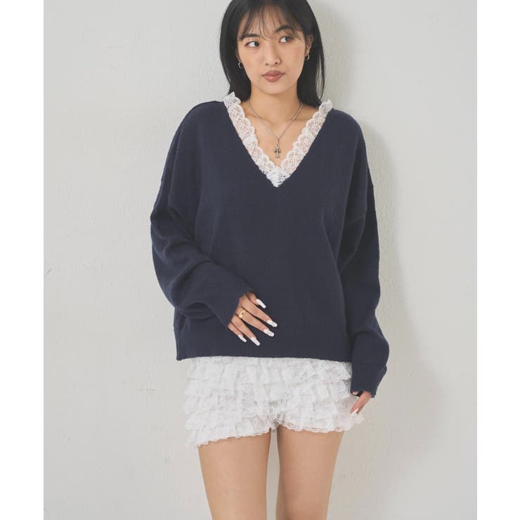 【WHO'S WHO gallery】レースVネックニット | PAL GROUP OUTLET | 詳細画像13 