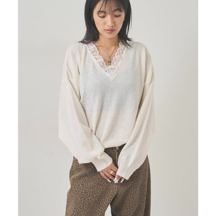 【WHO'S WHO gallery】レースVネックニット | PAL GROUP OUTLET | 詳細画像3 