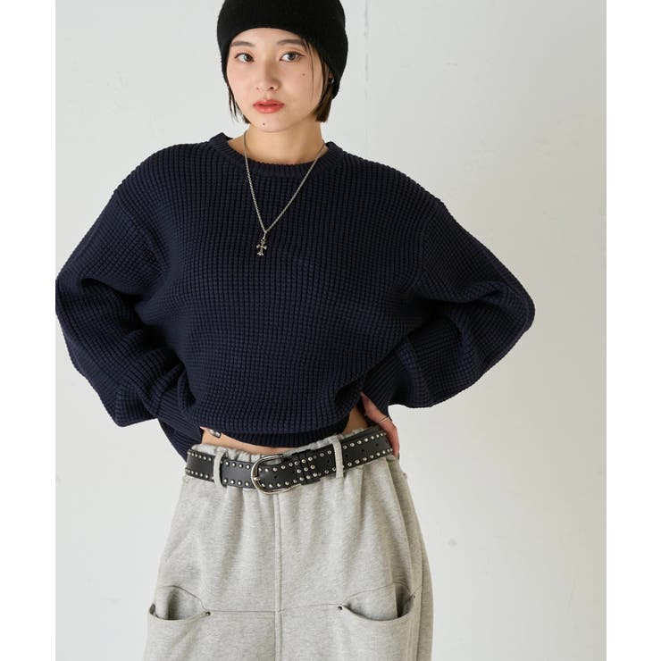 NVY | 【WHO'S WHO gallery】KOOKYN ワッフル編みクルーニット | PAL GROUP OUTLET