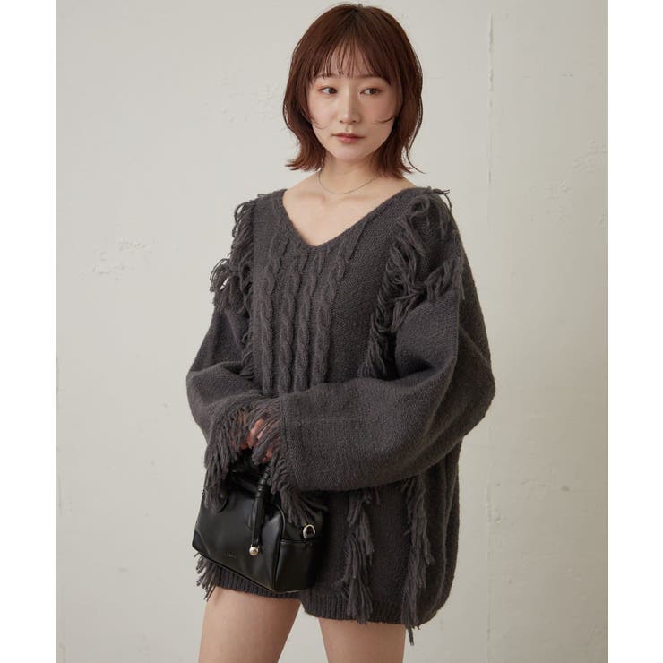 【mystic】[mline]フリンジＶニット | PAL GROUP OUTLET | 詳細画像10 