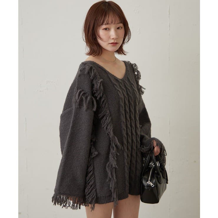【mystic】[mline]フリンジＶニット | PAL GROUP OUTLET | 詳細画像11 