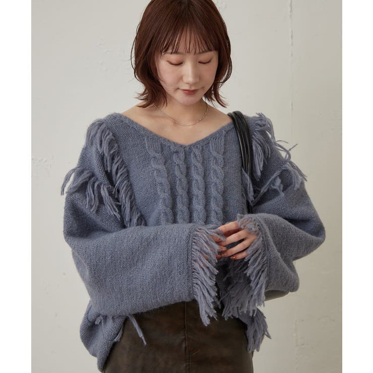 【mystic】[mline]フリンジＶニット | PAL GROUP OUTLET | 詳細画像27 