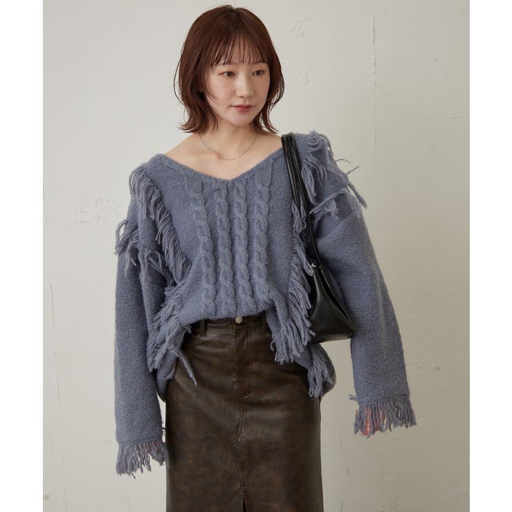 【mystic】[mline]フリンジＶニット | PAL GROUP OUTLET | 詳細画像28 