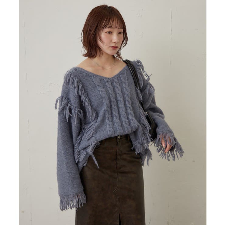【mystic】[mline]フリンジＶニット | PAL GROUP OUTLET | 詳細画像30 