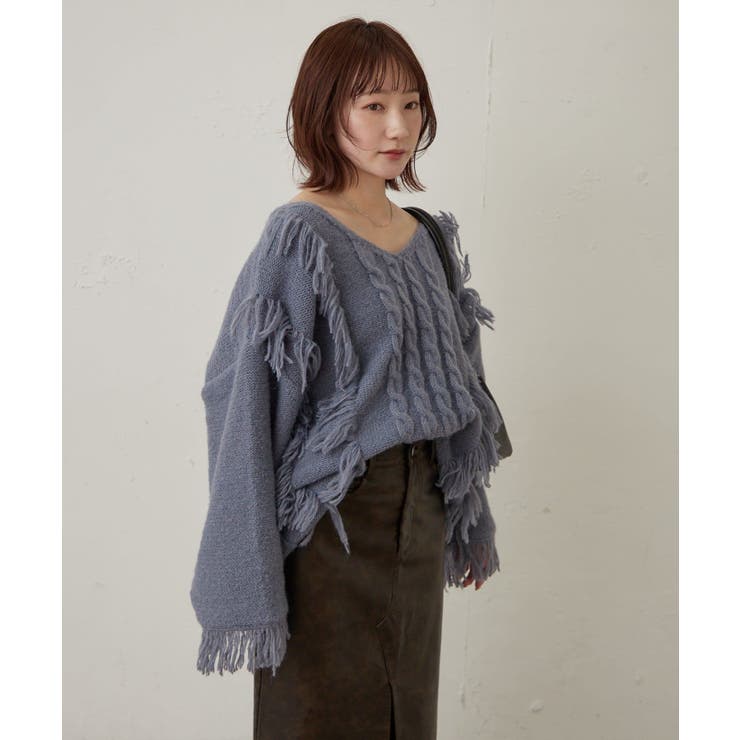 【mystic】[mline]フリンジＶニット | PAL GROUP OUTLET | 詳細画像31 