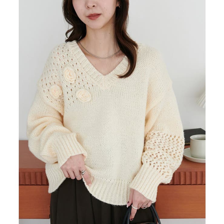 【Discoat】フラワーモチーフ付きプルオーバー | PAL GROUP OUTLET | 詳細画像2 