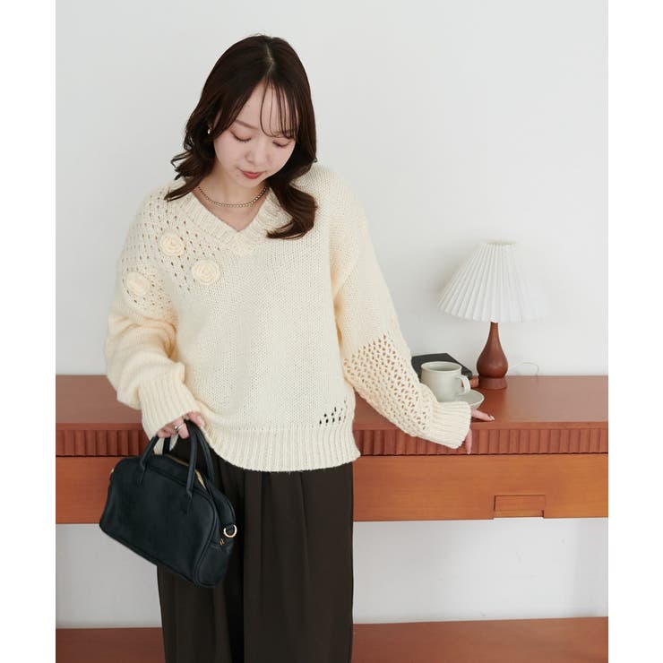 【Discoat】フラワーモチーフ付きプルオーバー | PAL GROUP OUTLET | 詳細画像3 