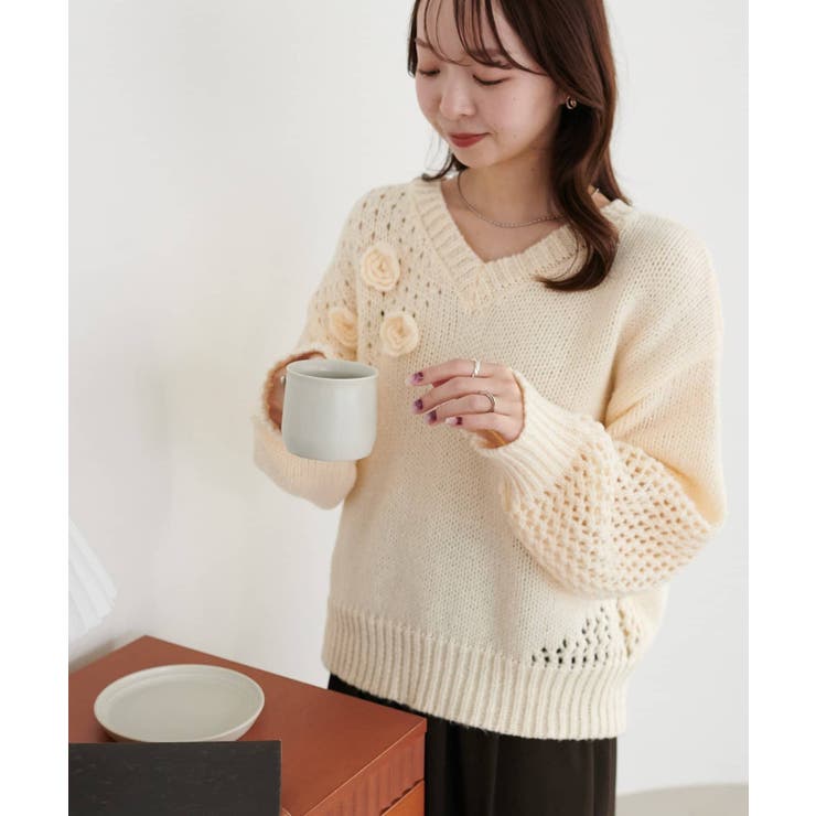 【Discoat】フラワーモチーフ付きプルオーバー | PAL GROUP OUTLET | 詳細画像4 