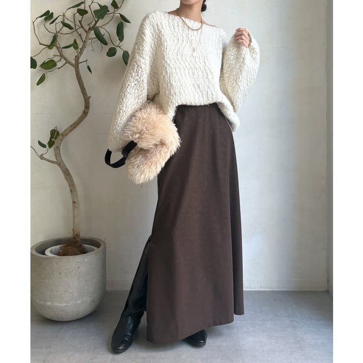 【DouDou】ヴィンテージフェイクレザーセミフレアスカート | PAL GROUP OUTLET | 詳細画像2 