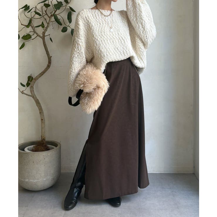 【DouDou】ヴィンテージフェイクレザーセミフレアスカート | PAL GROUP OUTLET | 詳細画像4 