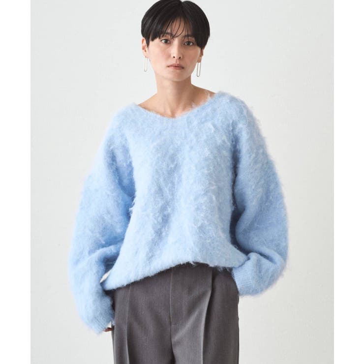 BL | 【earthy_】Vネックオーバーニット | PAL GROUP OUTLET