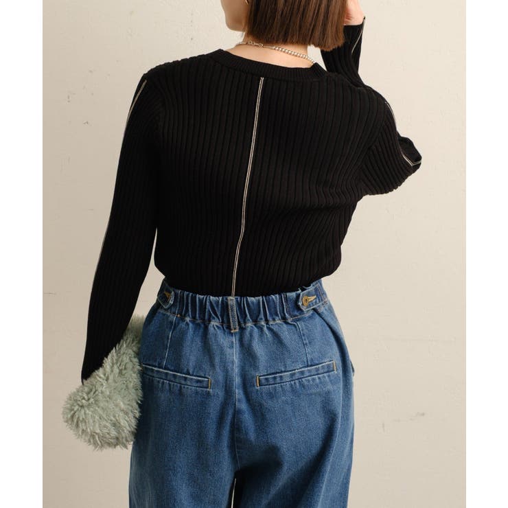 BLK | 【Omekashi】リブニット | PAL GROUP OUTLET