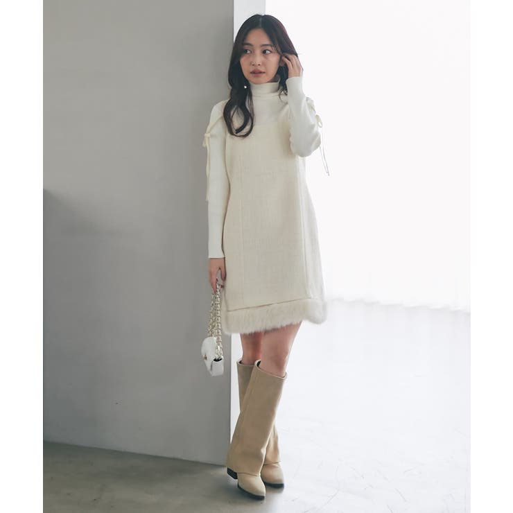 OFF | 【La boutique BonBon】ファンシーツイードフェイクファー付きシ… | PAL GROUP OUTLET