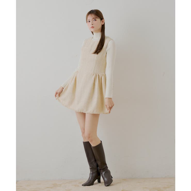 【Chico】ツイードサイドギャザーフレアミニOP | PAL GROUP OUTLET | 詳細画像7 