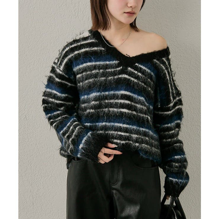 BLU | 【mline】[mline]ミックスストライプニット | PAL GROUP OUTLET