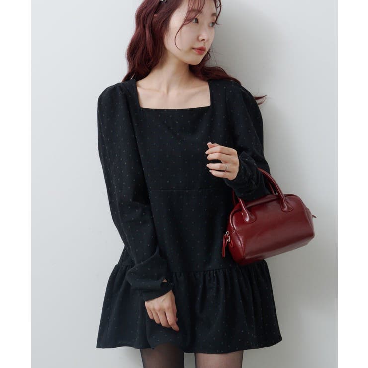 BLK | 【Kastane】ドットツイードミニワンピース | PAL GROUP OUTLET