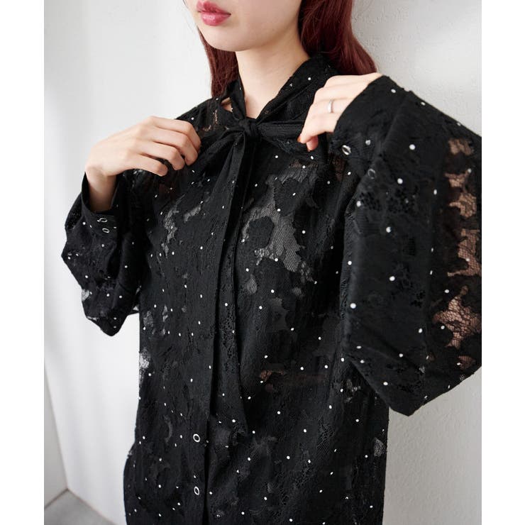 【Kastane】ドットレースボウタイブラウス | PAL GROUP OUTLET | 詳細画像2 