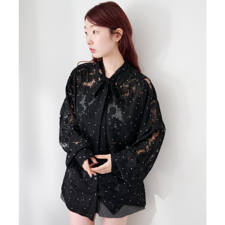 【Kastane】ドットレースボウタイブラウス | PAL GROUP OUTLET | 詳細画像5 