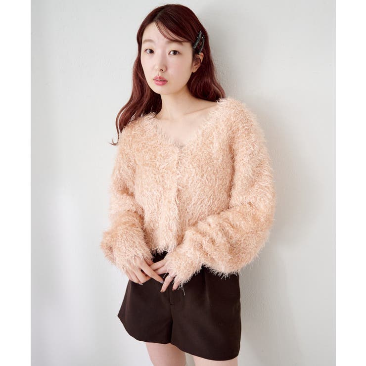 PNK | 【Kastane】グロスシャギーカーディガン | PAL GROUP OUTLET