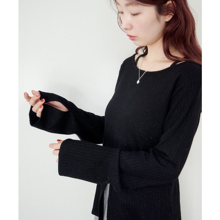 【Kastane】B ラメリブスリットトップス | PAL GROUP OUTLET | 詳細画像35 