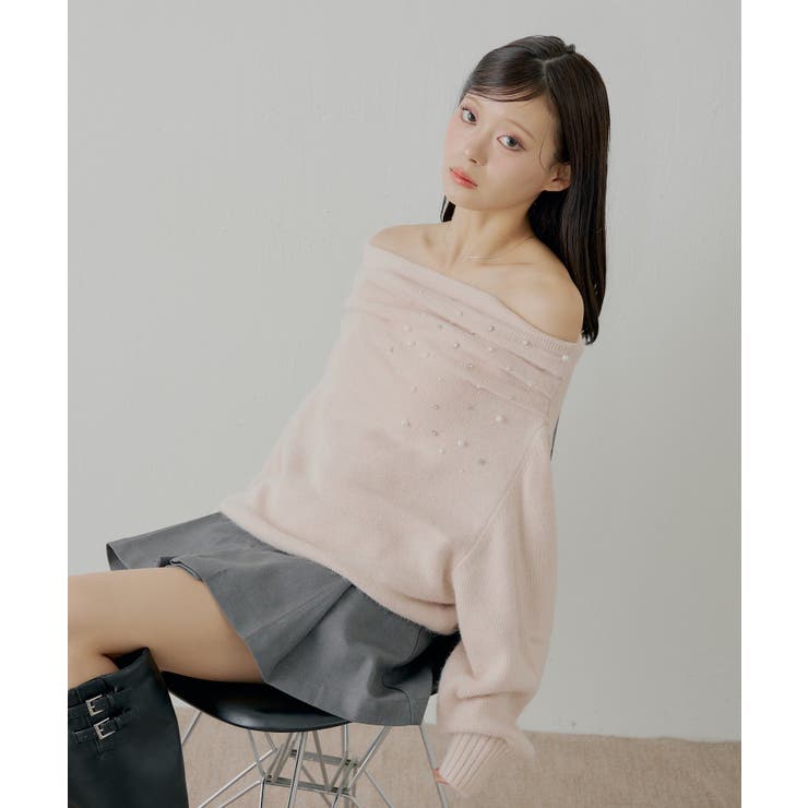 【Chico】ビジュー付アンゴラオフショルKT | PAL GROUP OUTLET | 詳細画像14 