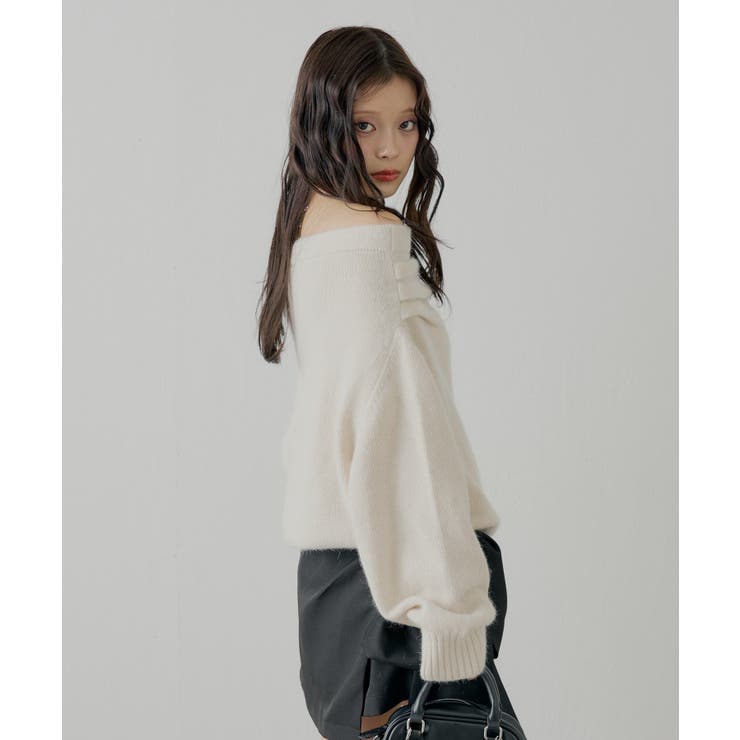 【Chico】ビジュー付アンゴラオフショルKT | PAL GROUP OUTLET | 詳細画像3 