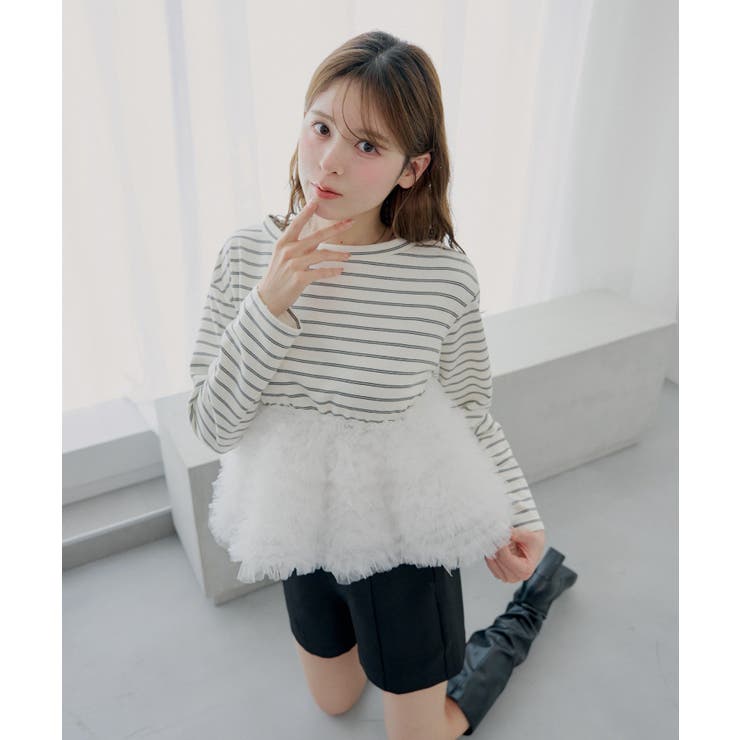 【Chico】ボリュームチュールドッキングボーダーペプラムトップ… | PAL GROUP OUTLET | 詳細画像3 