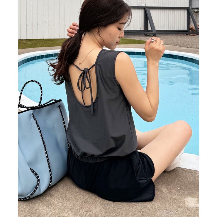 CHARCOAL | 【CIAOPANIC TYPY】バックリボンオールインワン水着2点セット | PAL GROUP OUTLET