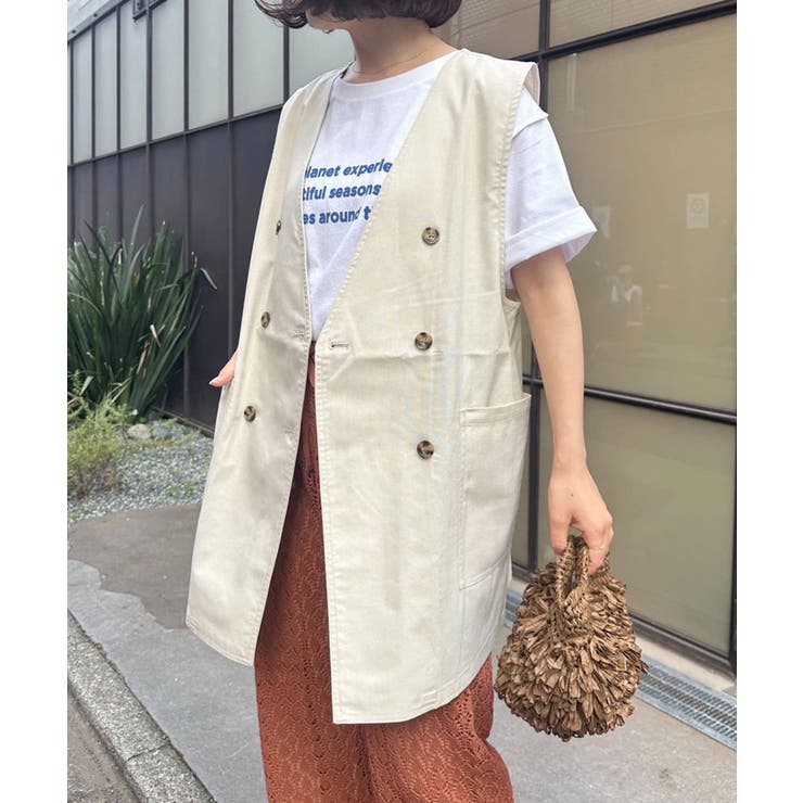 【CIAOPANIC TYPY】ノーカラーリネン混ジレ | PAL GROUP OUTLET | 詳細画像12 