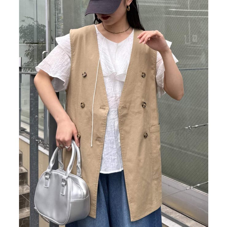 【CIAOPANIC TYPY】ノーカラーリネン混ジレ | PAL GROUP OUTLET | 詳細画像31 