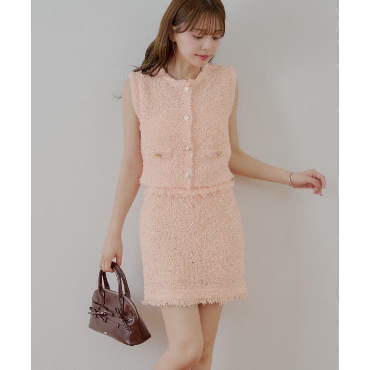 PNK | 【Chico】ツイードフリンジミニSKT | PAL GROUP OUTLET