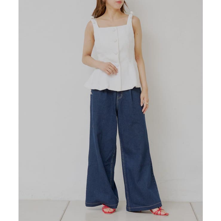 【Chico】ボタンデザインハイウエストワイドデニム | PAL GROUP OUTLET | 詳細画像7 