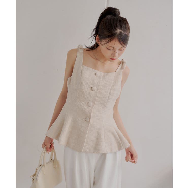 【Chico】フロントボタンツイードノースリベスト | PAL GROUP OUTLET | 詳細画像30 