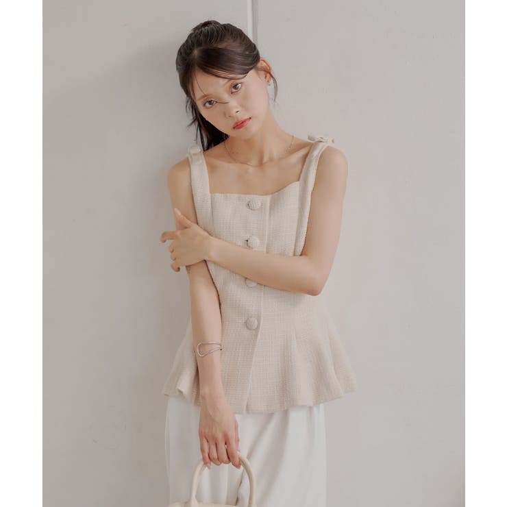 【Chico】フロントボタンツイードノースリベスト | PAL GROUP OUTLET | 詳細画像35 