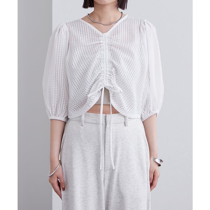 【mystic】シアーチェックシャーリングブラウス | PAL GROUP OUTLET | 詳細画像5 