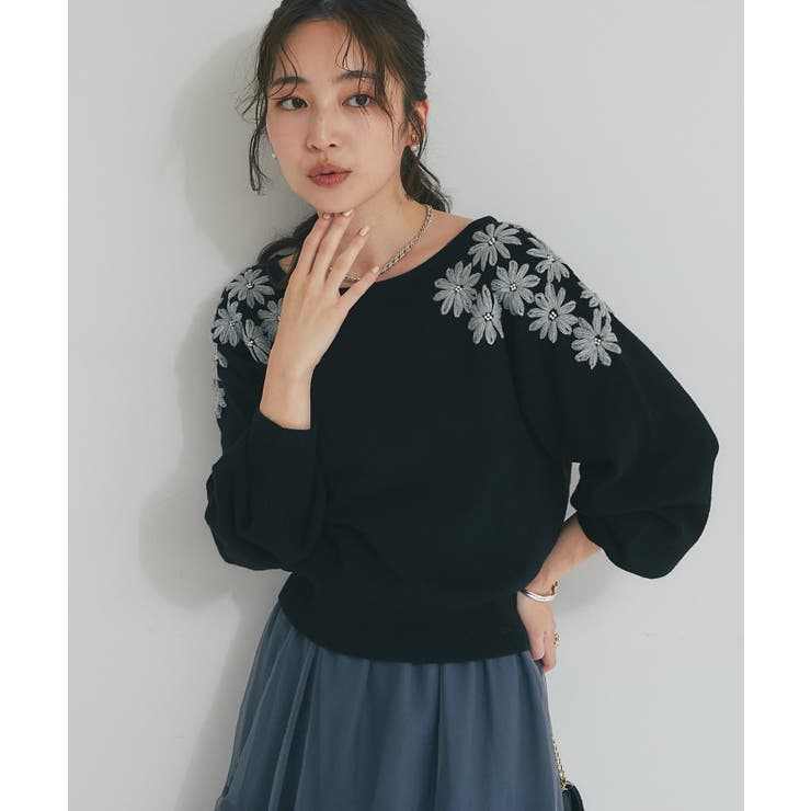 【La boutique BonBon】お花刺繍クロップドKN | PAL GROUP OUTLET | 詳細画像10 