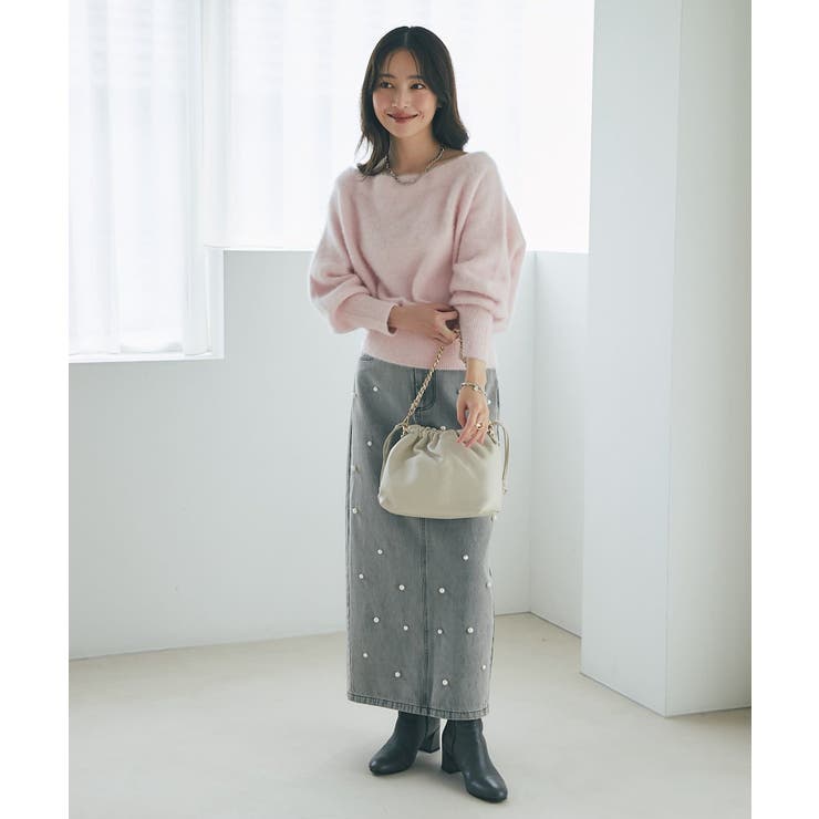 【La boutique BonBon】ヘアリーウールCA混オフショルKN | PAL GROUP OUTLET | 詳細画像15 