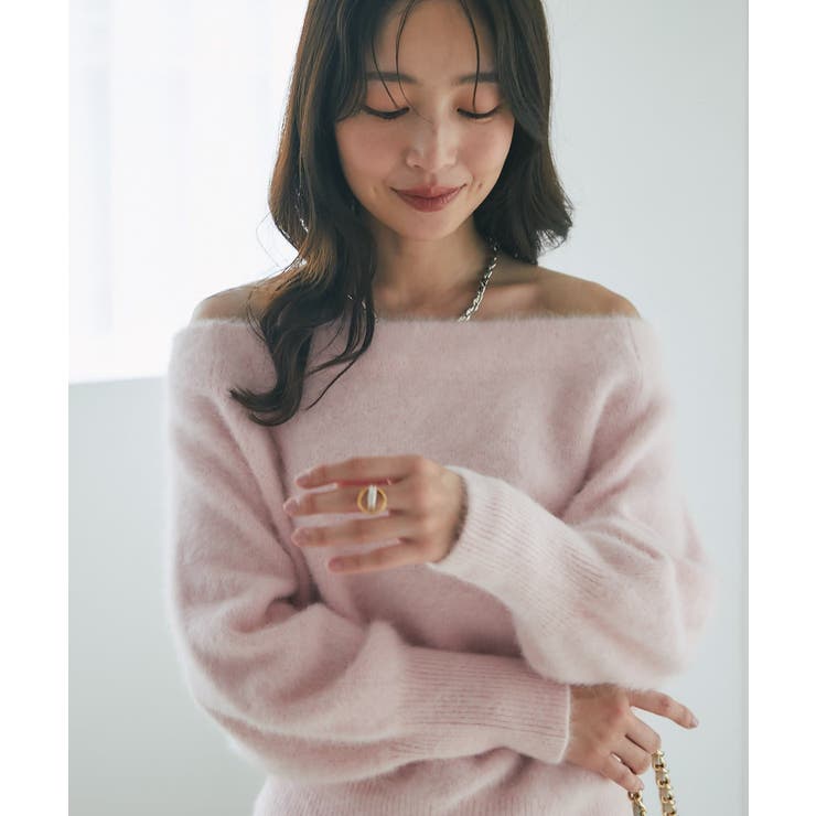 【La boutique BonBon】ヘアリーウールCA混オフショルKN | PAL GROUP OUTLET | 詳細画像16 