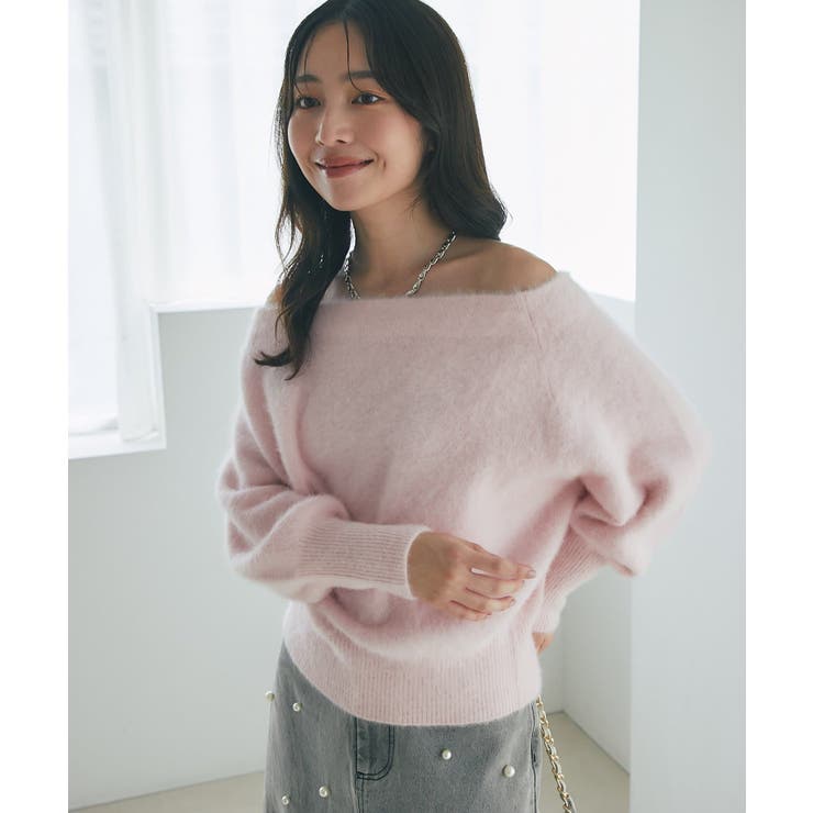 【La boutique BonBon】ヘアリーウールCA混オフショルKN | PAL GROUP OUTLET | 詳細画像17 