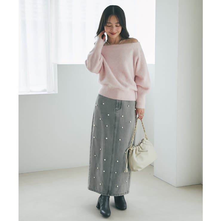 【La boutique BonBon】ヘアリーウールCA混オフショルKN | PAL GROUP OUTLET | 詳細画像20 