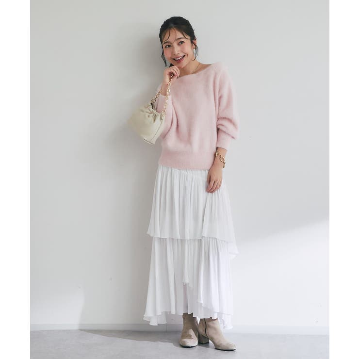 【La boutique BonBon】ヘアリーウールCA混オフショルKN | PAL GROUP OUTLET | 詳細画像5 