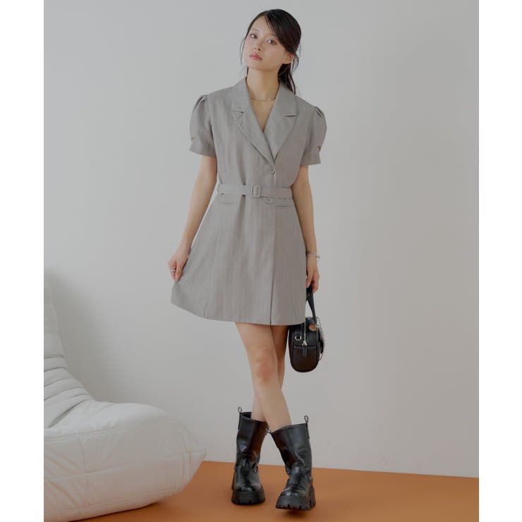 S/GRY | 【Chico】スーツダブルパフミニOP | PAL GROUP OUTLET